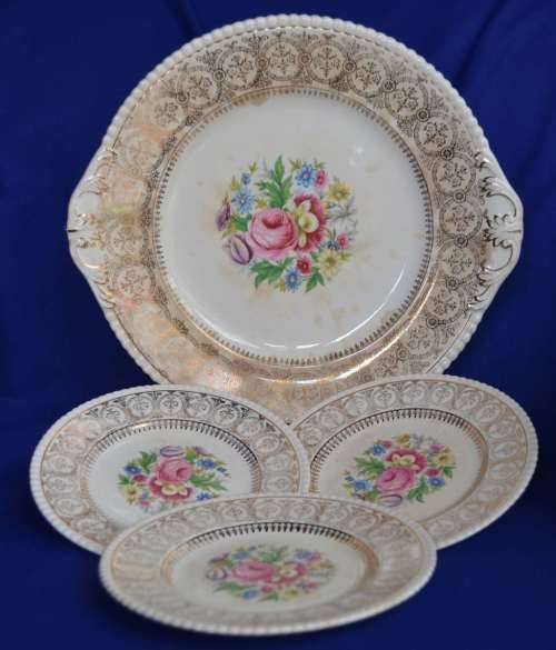 Simpsons (Potters) Ltd - Solian Ware Cake Plate and Three Side Plates