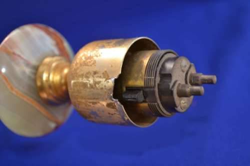 Vintage Alabaster Column Lamp - No Shade