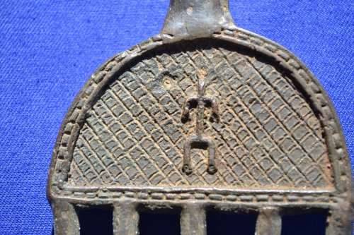 Antique Benin Bronze/Metal comb with Figural Handle