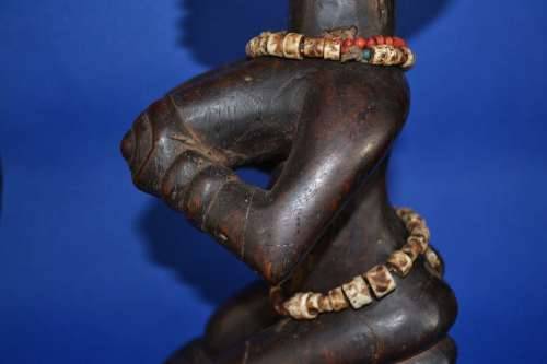 Carved Wooden Female Figure - Luba Art - Democratic Republic of Congo