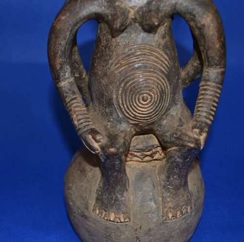 Antique Carved stone figural vessel