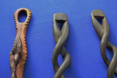 Vintage Twist Handle Salad Servers with Carved Spoon