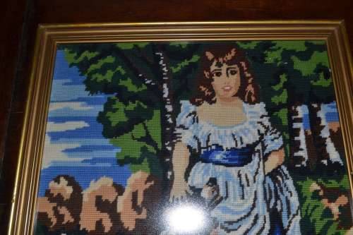 Vintage Tapestry Framed behind Glass