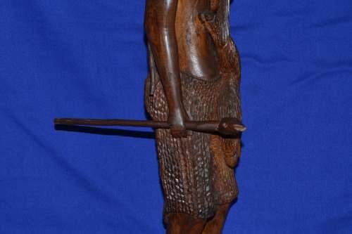 Large Wooden Carving - African Hunter