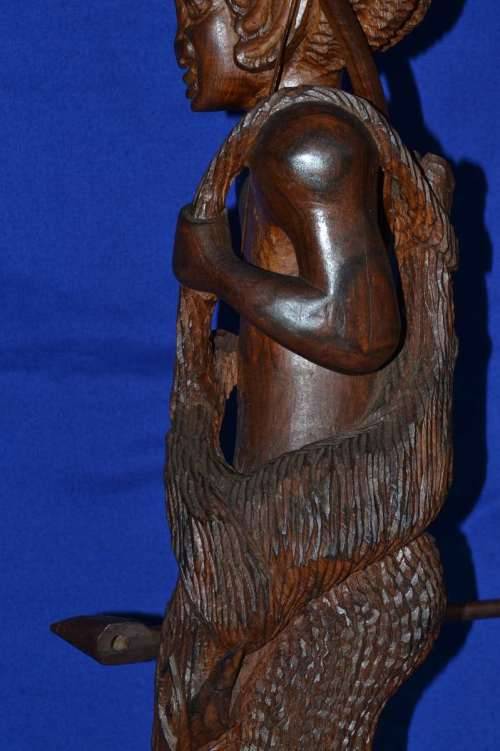 Large Wooden Carving - African Hunter