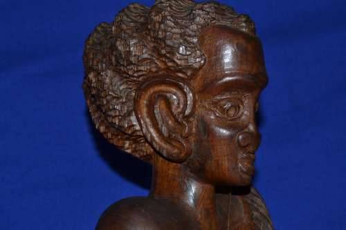 Large Wooden Carving - African Hunter