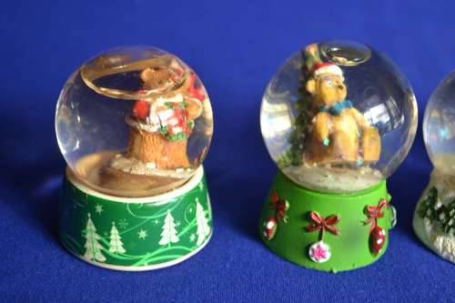 Set of Six Vintage Miniature Christmas Themed Snow Globes