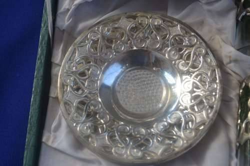 Vintage Boxed Silver Plated  Turkish Tea Set