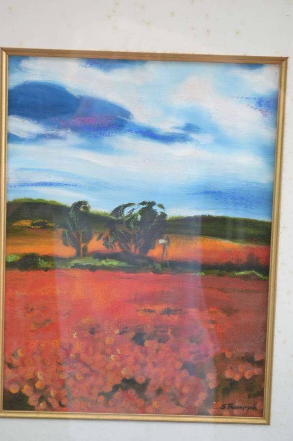 Original Painting Signed S Thompson in Heavy Mahogany Frame