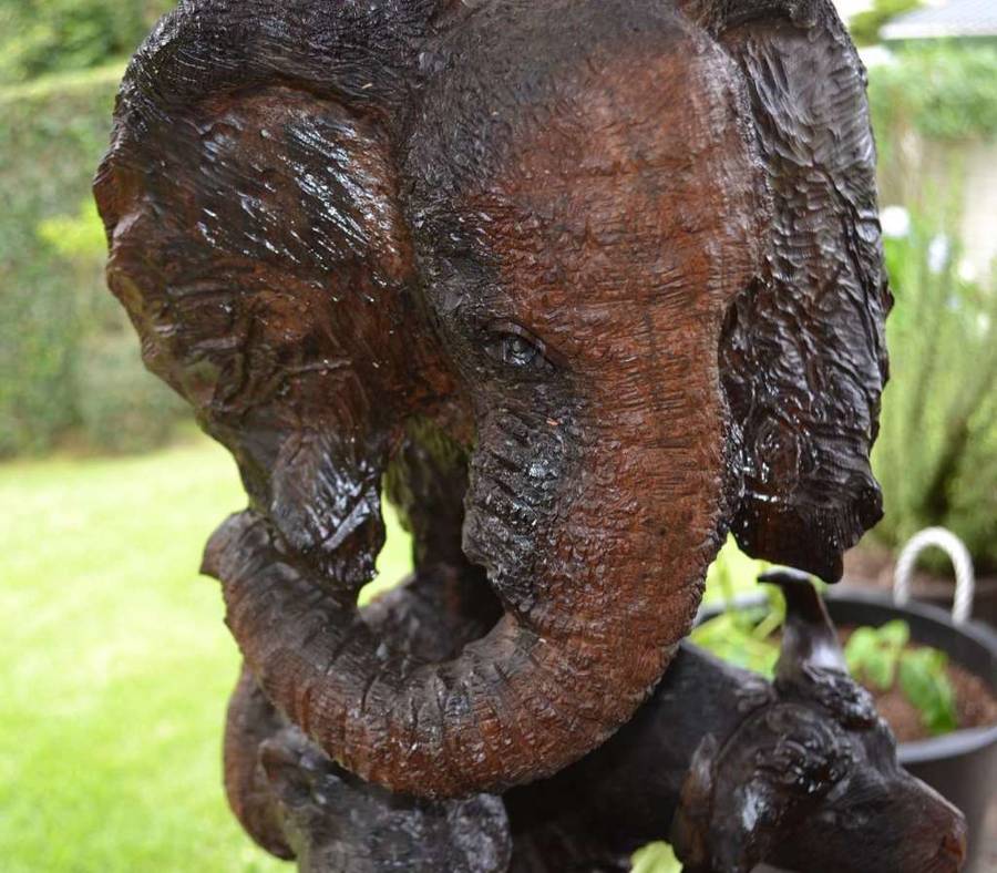 Large Totem Style Big 5 Wooden Carving