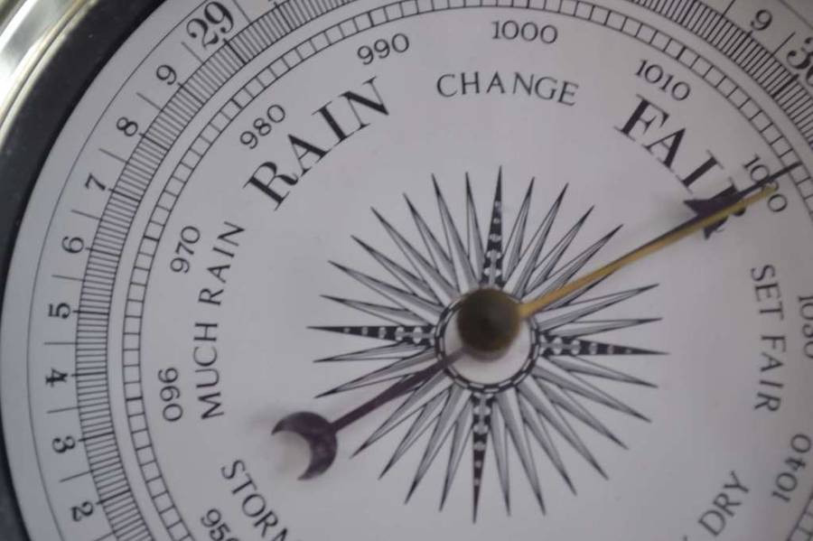 Metamec Nautical Style Quartz Clock and Barometer on Wooden Plaque