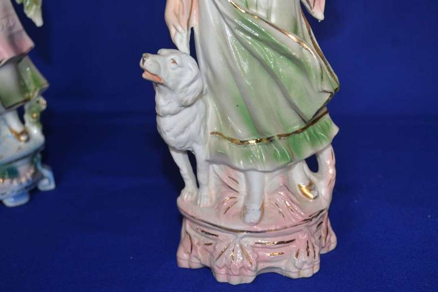 Large Vintage Bisque Porcelain Figurines x 3