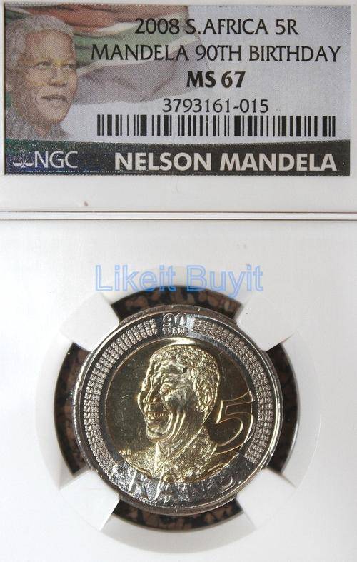 2008 New Label Mandela 90th Birthday NGC Graded MS 67