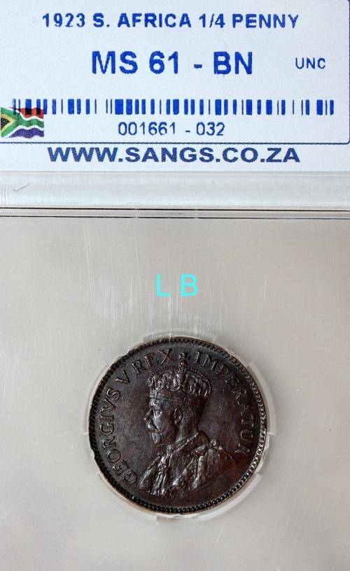 1923 1/4 Penny SANGS MS 61 BN
