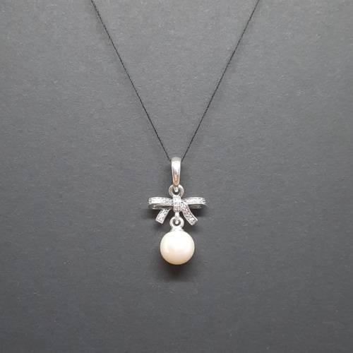 Pandora Bow Pendant with Pearl