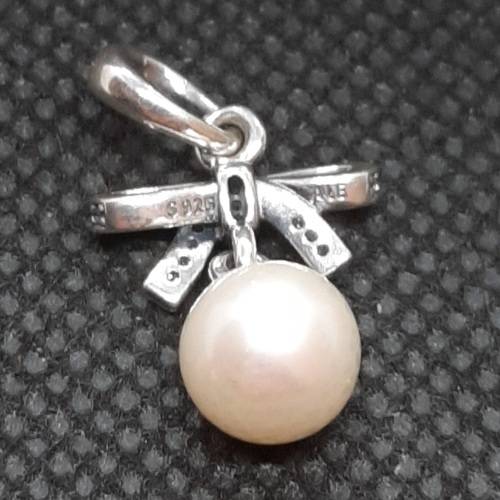 Pandora Bow Pendant with Pearl