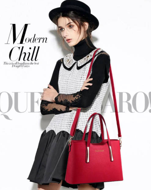 Luxury Women PU Leather Shoulder Crossbody Bag Handbags Set Black