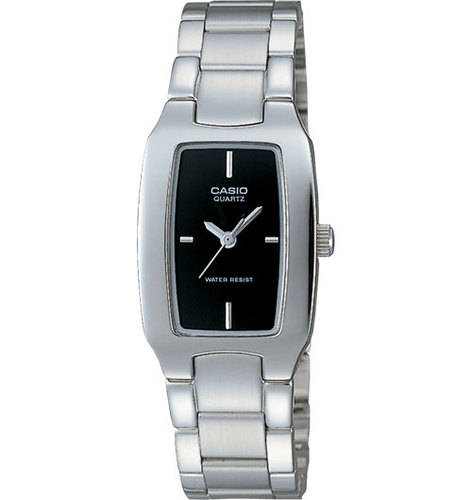New Casio Ladies Stainless Steel Casual Dress Watch with Black Dial