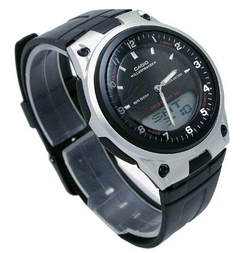 Casio AW-80-1AV Sports Analog Digital Databank World Time Black Rubber Men Watch