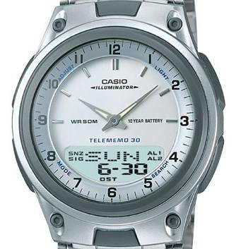 CASIO !!!! Men's Sports Alarm 10-Year Battery Databank Watch (SILVER RD ST).... NEW!!!