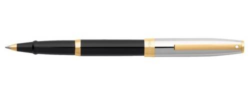 SHEAFFER SAGARIS ROLLERBALL PEN AND BALLPOINT PEN, BLACK AND SILVER BARREL WITH GOLD TRIM IN BOX