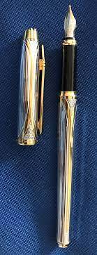 ELYSEE PARTHENON BI-COLOR PLATINUM AND GOLD FOUNTAIN PEN WITH 18K EF GOLD NIB IN EXCELLENT CONDITION