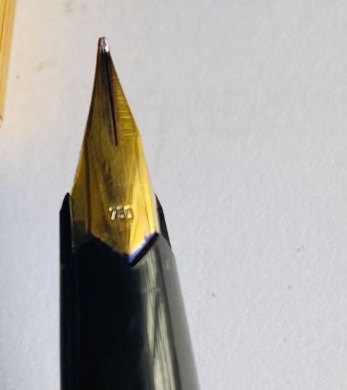 RARE! MONTBLANC 184 FOUNTAIN PEN WITH 18K GOLD NIB, LEVER BALLPOINT PEN & PENCIL IN LEATHER CASE