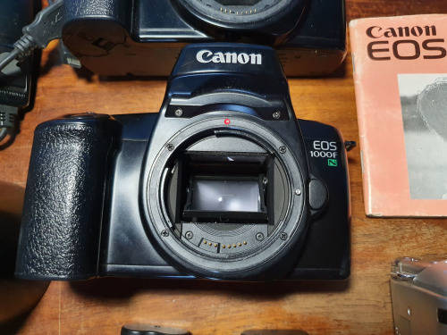 Various old cameras and accessories