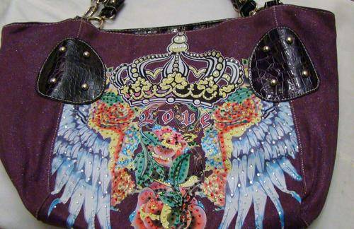 DESIGNER ED HARDY PURPLE HANDBAG