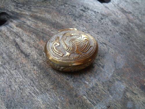 LOVELY SMALL BRASS,  BIRD EMBOSSED PILL BOX HINGED
