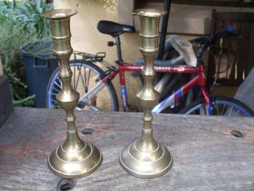 PAIR OF VINTAGE??? BRASS CANDLESTICK HOLDERS NO 1