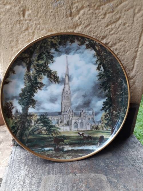THE HERITAGE COLLECTION HUGUENOT ROYALE JOHN CONSTABLE SALISBURY CATHEDRAL  DISPLAY PLATE 20CM