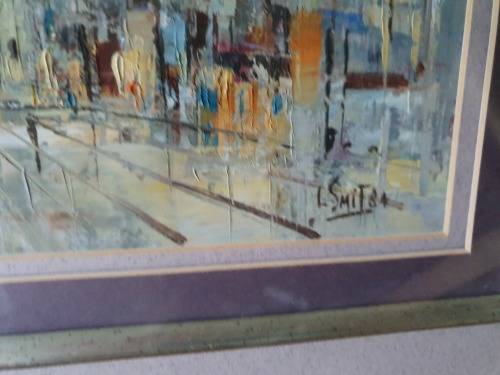 MAGNIFICENT BEAUTIFULLY FRAMED OIL/ACRYLIC CITY SCAPE BY ARTIST L SMIT 84