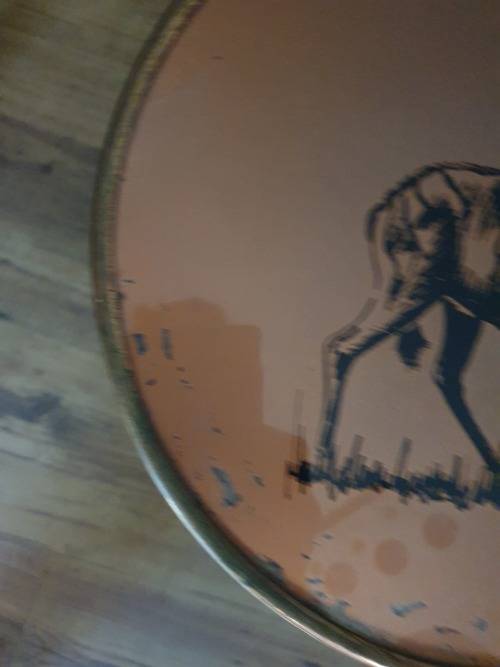 VINTAGE RETRO COPPER OR IN PLACES COPPER LOOK TRIPOD SIDE TABLE WITH KUDU DECOR