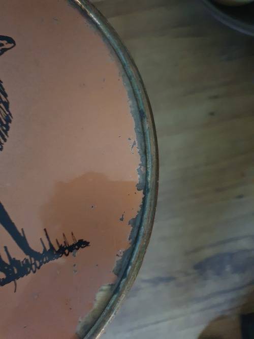 VINTAGE RETRO COPPER OR IN PLACES COPPER LOOK TRIPOD SIDE TABLE WITH KUDU DECOR