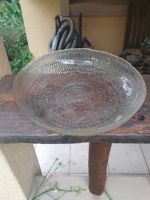 VINTAGE? LARGE ROUND TEXTURED GLASS BOWL