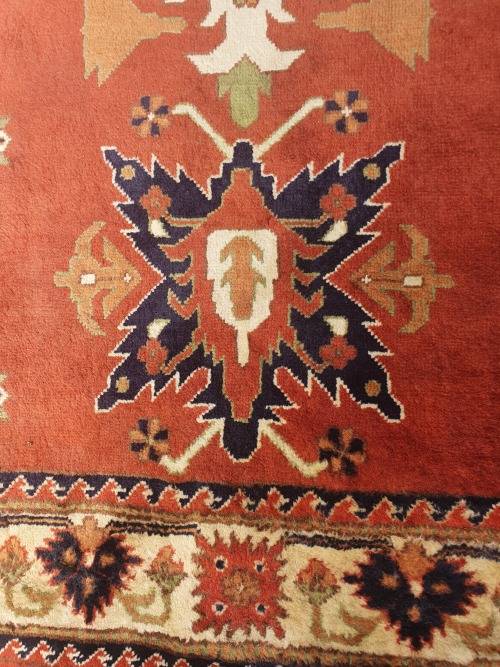 BEAUTIFUL HAND KNOTTED AFGHAN ORIENTAL KAZAK CARPET OR RUG IN EARTHY TONES GEOMETRIC FLORAL DESIGN