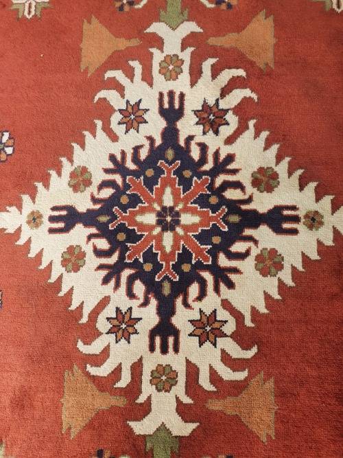 BEAUTIFUL HAND KNOTTED AFGHAN ORIENTAL KAZAK CARPET OR RUG IN EARTHY TONES GEOMETRIC FLORAL DESIGN