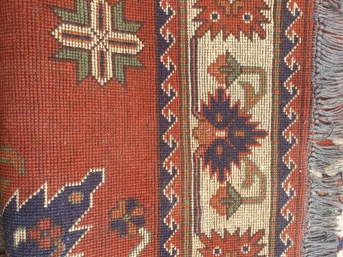 BEAUTIFUL HAND KNOTTED AFGHAN ORIENTAL KAZAK CARPET OR RUG IN EARTHY TONES GEOMETRIC FLORAL DESIGN