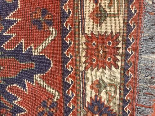 BEAUTIFUL HAND KNOTTED AFGHAN ORIENTAL KAZAK CARPET OR RUG IN EARTHY TONES GEOMETRIC FLORAL DESIGN
