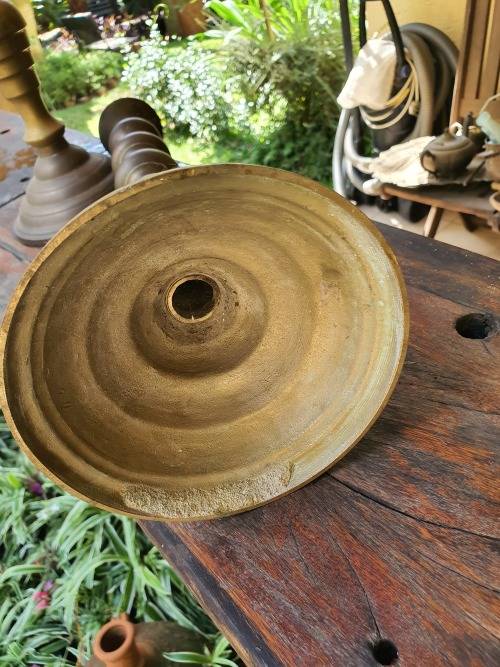 PAIR TALL BRASS CANDLE STICK HOLDERS WITH DETAIL COULD BE CONVERTED TO LAMP BASES?