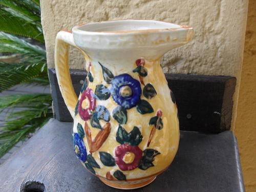 UNMARKED CERAMIC HAND PAINTED???? FLORAL JUG OR EVEN VASE