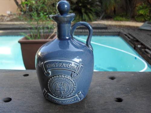 VINTAGE KING'S RANSOM CERAMIC BLUE DECANTER GLENFORRES GLENLIVET & CO DISTILLERY SCOTLAND