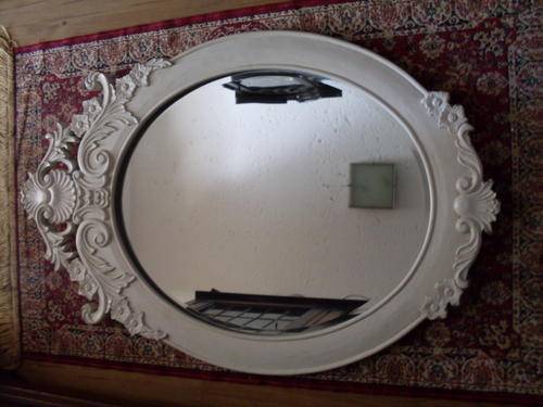 GORGEOUS WHITE ORNATELY FRAMED  BEVELLED MIRROR. WORTH A LOOK!