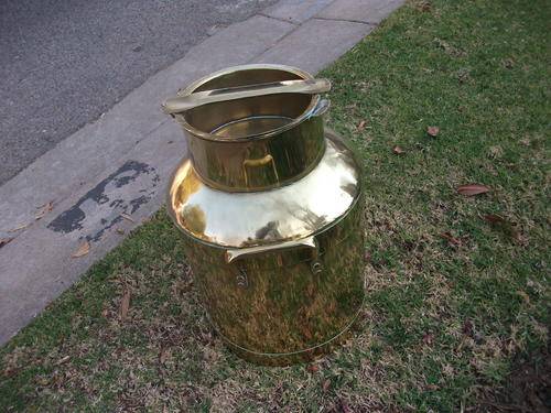 LARGE (WOULD THINK REPRODUCTION) BRASS MILK CAN. USE AS UMBRELLA STAND!