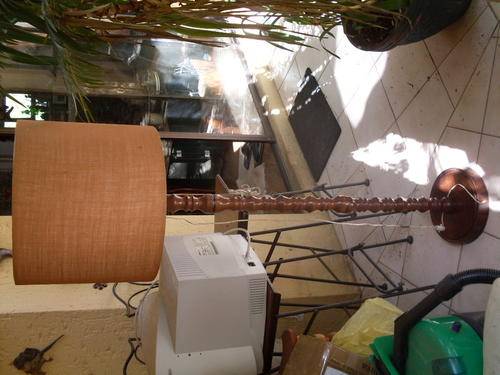 VINTAGE &. BEAUTIFUL RETRO?????  WOOD PROFILED STANDARD LAMP  WITH SHADE. LOVELY PIECE!