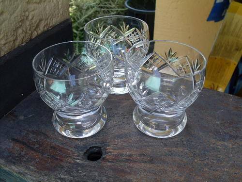 THREE LEAD CRYSTAL CUT?? TUMBLER TYPE GLASSES