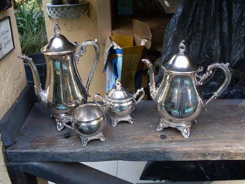 NICE SILVER PLATED TEA/COFFEE SERVICE ESS PLATE LOW START!! TOUCH OF TLC NEEDED. GREAT FOR DISPLAY
