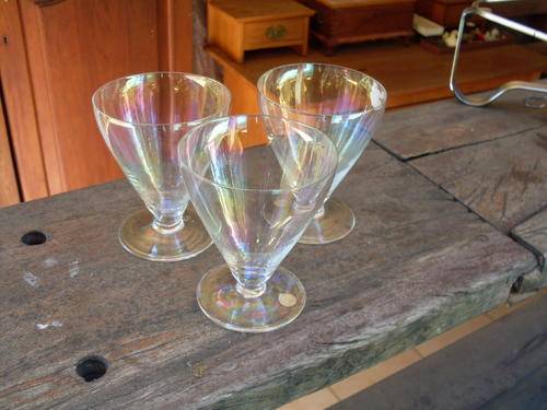 VERY DELICATE MADE IN ITALY THREE LUSTRE (RAINBOW LIKE) CRYSTAL DRINKING GLASSES