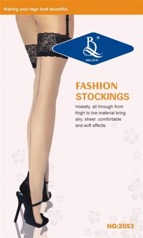 Thigh High Cuban Heel  Lace Trim Stockings